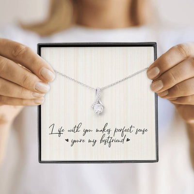 Best Friends Ribbon Drop Pendant Necklace - Alluring Beauty Necklace