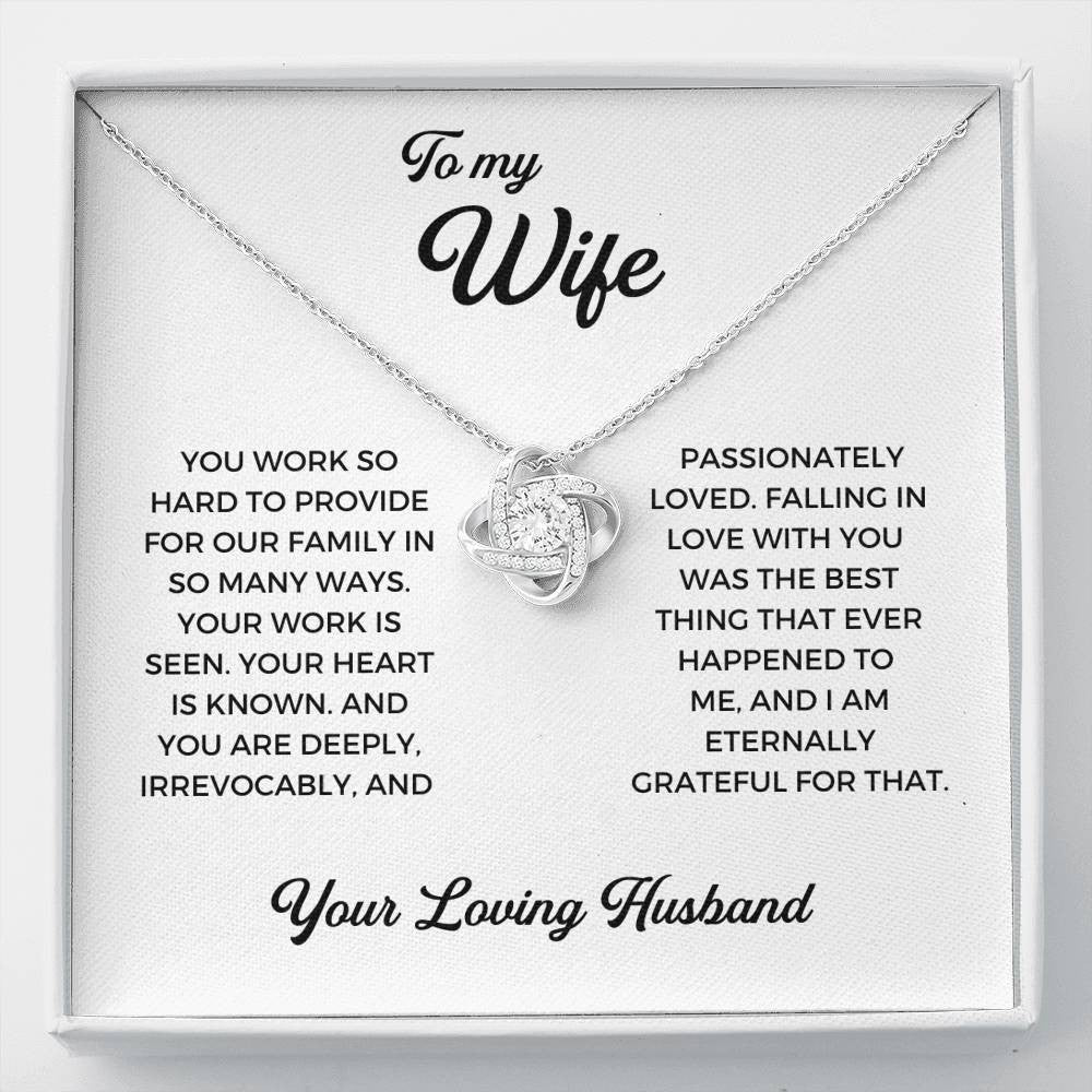 To My Wife - Thank You Gift - Anniversary Gift Ideas For Her, Love Knot Necklace
