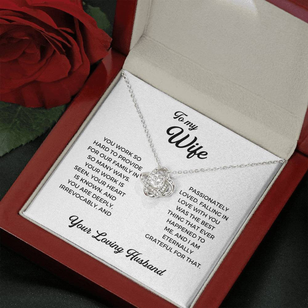 To My Wife - Thank You Gift - Anniversary Gift Ideas For Her, Love Knot Necklace