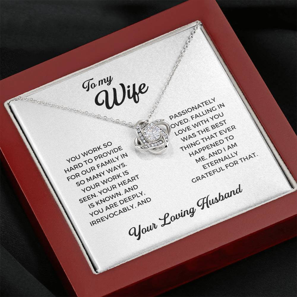 To My Wife - Thank You Gift - Anniversary Gift Ideas For Her, Love Knot Necklace
