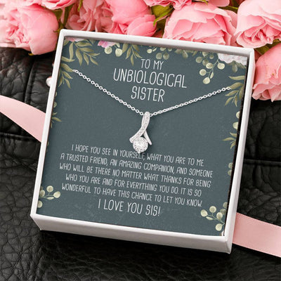 Unbiological Sister Ribbon Drop Pendant Necklace - Alluring Beauty Necklace Gift For Her