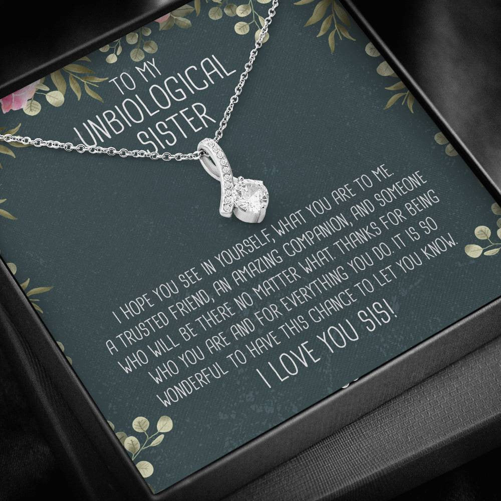 Unbiological Sister Ribbon Drop Pendant Necklace - Alluring Beauty Necklace Gift For Her