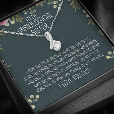 Unbiological Sister Ribbon Drop Pendant Necklace - Alluring Beauty Necklace Gift For Her