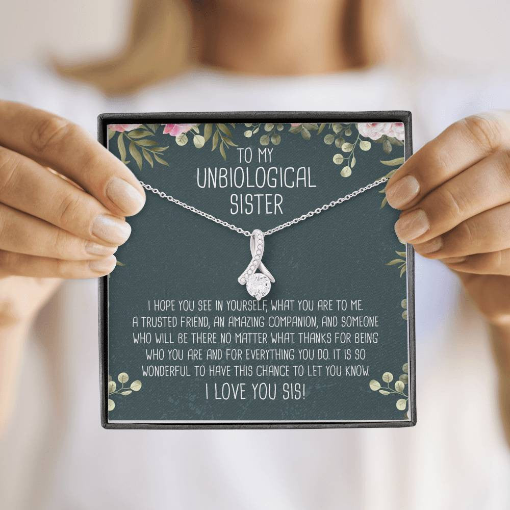 Unbiological Sister Ribbon Drop Pendant Necklace - Alluring Beauty Necklace Gift For Her
