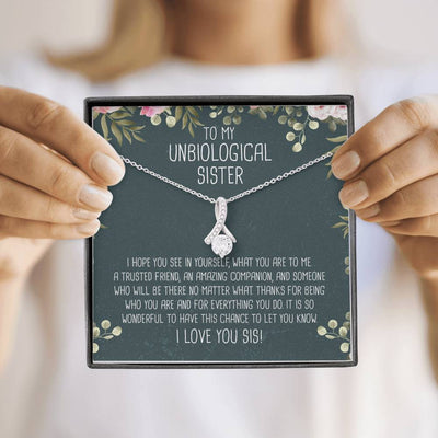 Unbiological Sister Ribbon Drop Pendant Necklace - Alluring Beauty Necklace Gift For Her