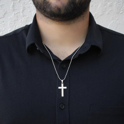 To My Man, I Love You Forever & Always - Gift For Him - Artisan Cross Necklace