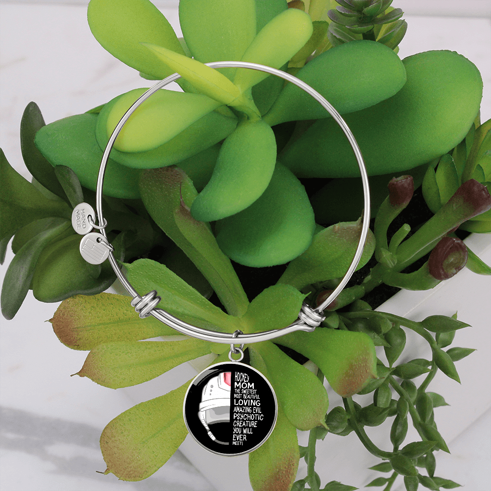 Meanful Gifts Hockey Mom Bracelet - Luxury Circle Bangle Bracelet Gift Idea