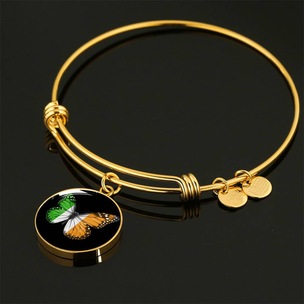Ireland Flag Butterfly Bracelet - Luxury Circle Bangle Bracelet Gift Idea