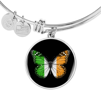 Ireland Flag Butterfly Bracelet - Luxury Circle Bangle Bracelet Gift Idea