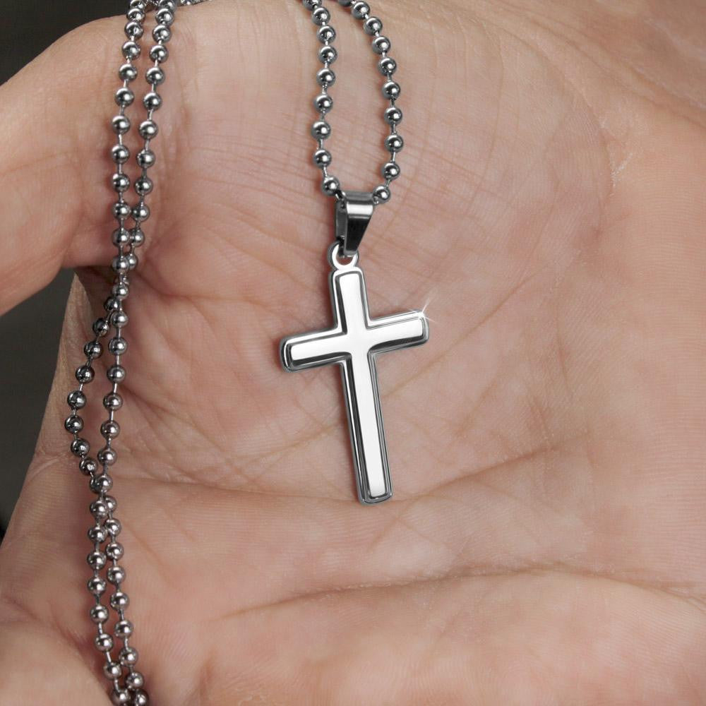 To My Man, I Love You Forever & Always - Gift For Him - Artisan Cross Necklace