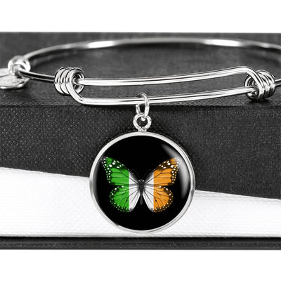 Ireland Flag Butterfly Bracelet - Luxury Circle Bangle Bracelet Gift Idea