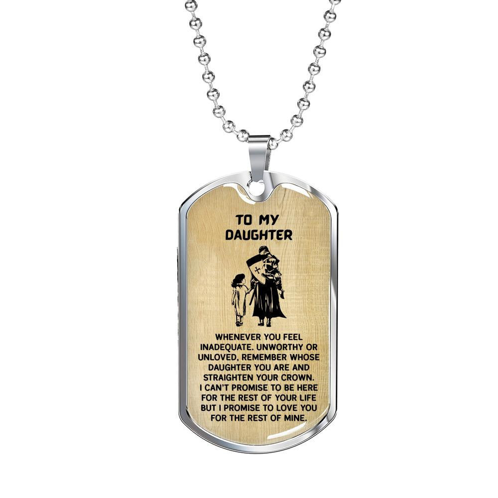 Keepsake Gift for Daughter from Dad - Luxury Dog Tag - To My Daughter Thank Message - Military Ball Chain