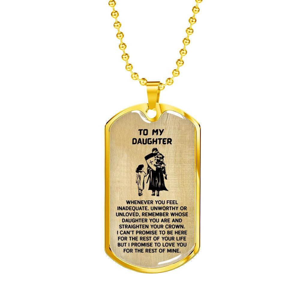 Keepsake Gift for Daughter from Dad - Luxury Dog Tag - To My Daughter Thank Message - Military Ball Chain
