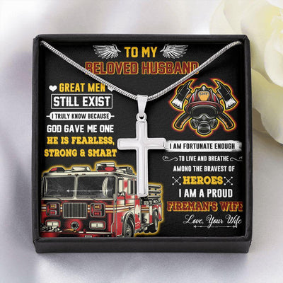 To My Beloved Husband - Great Men Still Exist - Cross Necklace