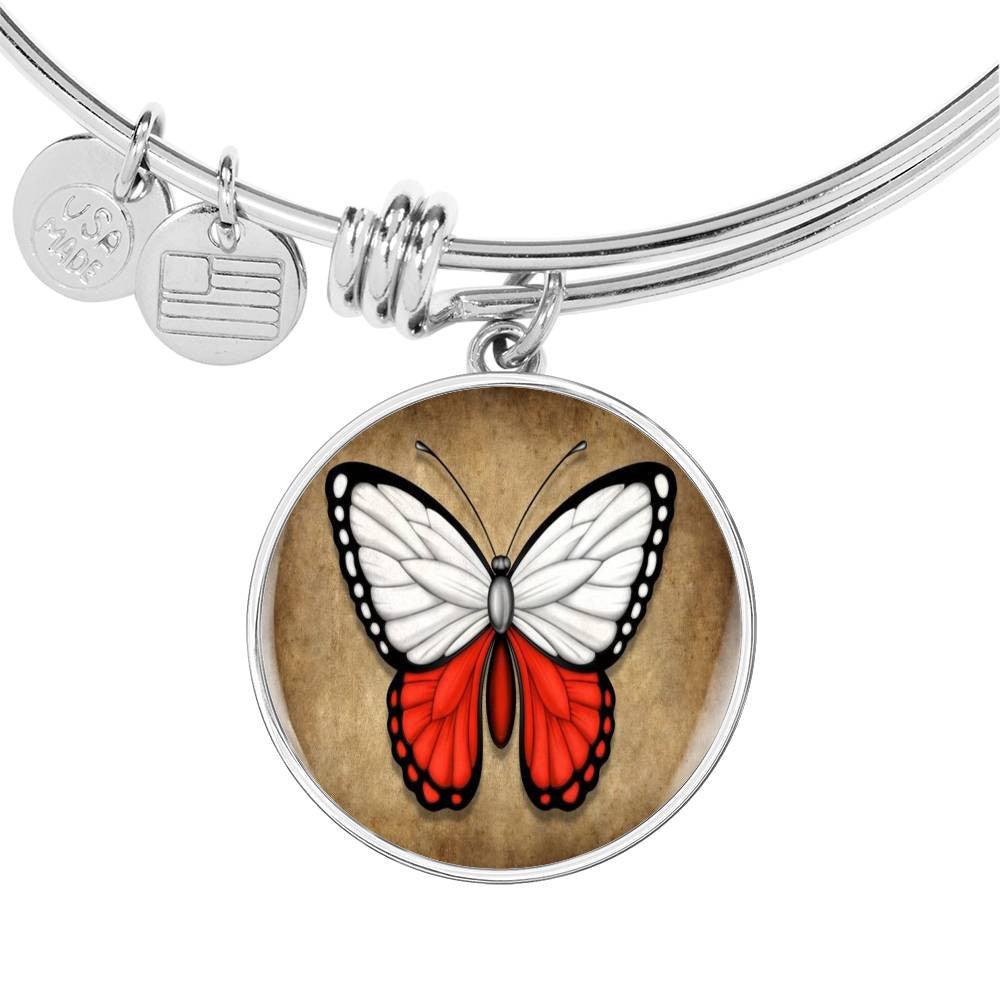 Polish Flag Butterfly Bracelet - Luxury Circle Bangle Bracelet Gift Idea