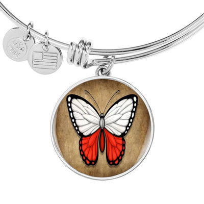 Polish Flag Butterfly Bracelet - Luxury Circle Bangle Bracelet Gift Idea