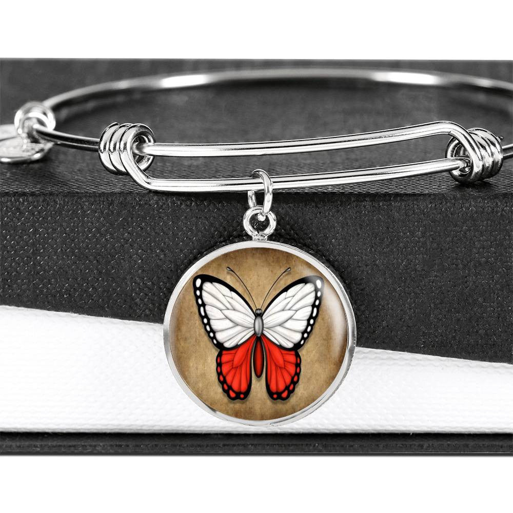 Polish Flag Butterfly Bracelet - Luxury Circle Bangle Bracelet Gift Idea