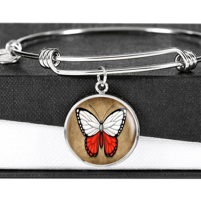 Polish Flag Butterfly Bracelet - Luxury Circle Bangle Bracelet Gift Idea