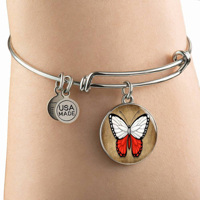 Polish Flag Butterfly Bracelet - Luxury Circle Bangle Bracelet Gift Idea