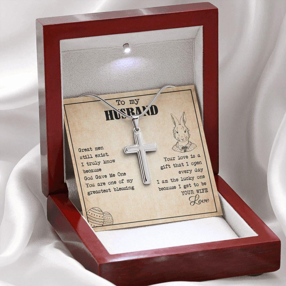 To My Husband: Great Men Still Exist - Necklace For Husband - Artisan Cross Necklace