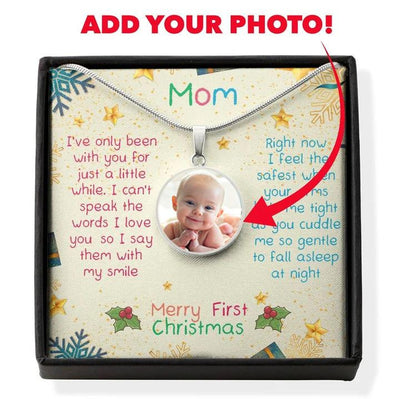 Merry First Christmas Mom - Luxury Circle Pendant Necklace Perfect Gift Idea For Her/Him