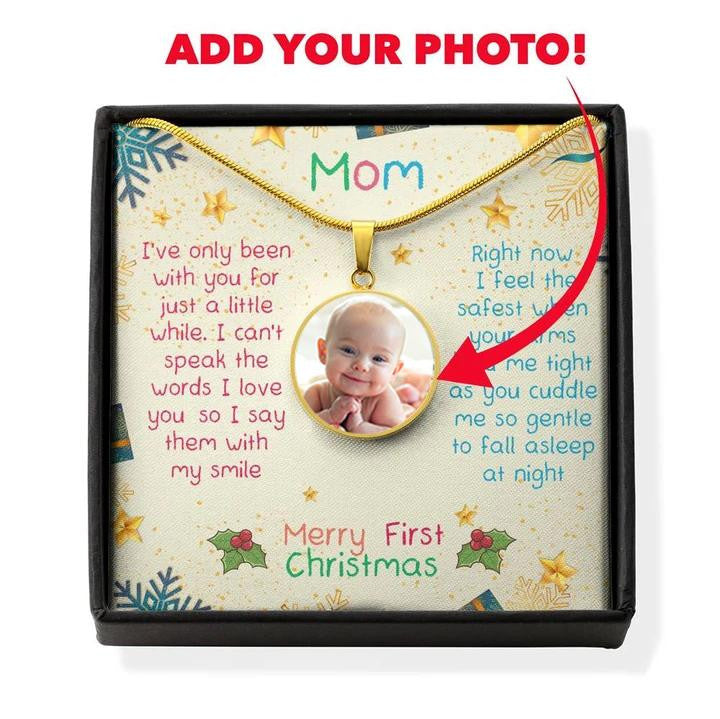 Merry First Christmas Mom - Luxury Circle Pendant Necklace Perfect Gift Idea For Her/Him