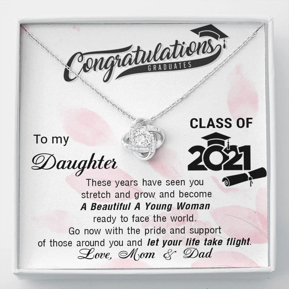 Happy Graduation Little Girl, Class Of 2022 Let Your Life Take Flight - Love Knot Necklace
