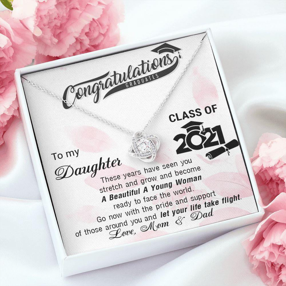 Happy Graduation Little Girl, Class Of 2022 Let Your Life Take Flight - Love Knot Necklace