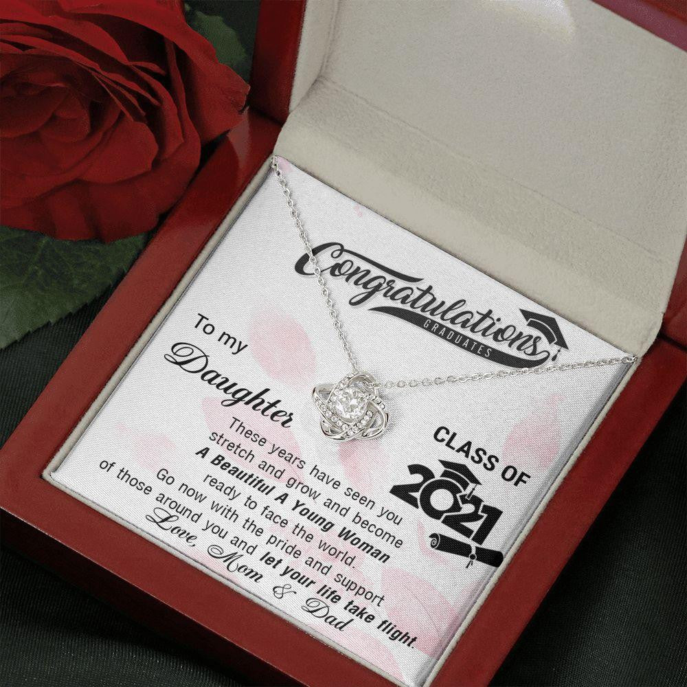 Happy Graduation Little Girl, Class Of 2022 Let Your Life Take Flight - Love Knot Necklace