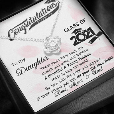 Happy Graduation Little Girl, Class Of 2022 Let Your Life Take Flight - Love Knot Necklace