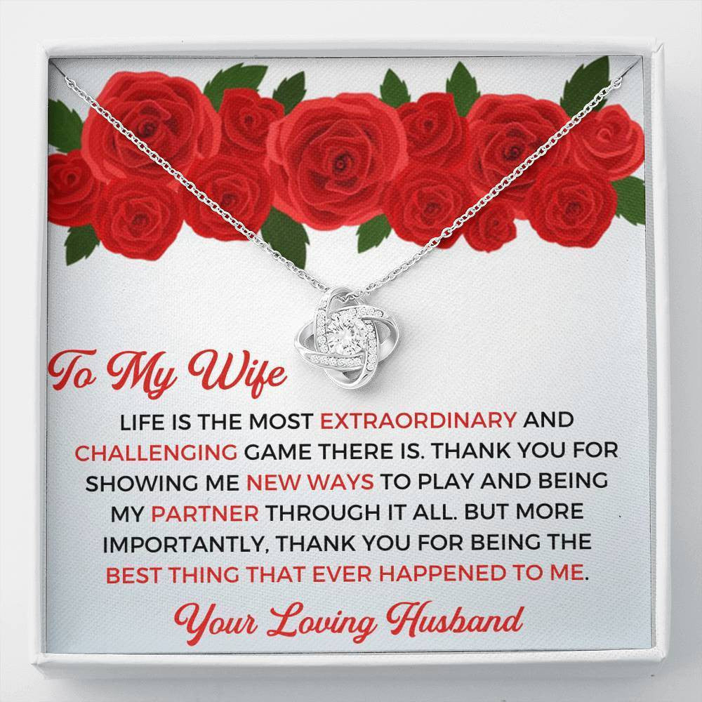 To My Wife - Thank You Gift - Love Knot Necklace Anniversary Love Messages Gift Ideas For Her