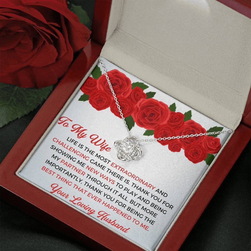 To My Wife - Thank You Gift - Love Knot Necklace Anniversary Love Messages Gift Ideas For Her