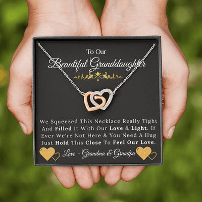 To Our Beautiful Granddaughter From Grandma & Grandpa - Love and Light - Interlock Hearts Necklace