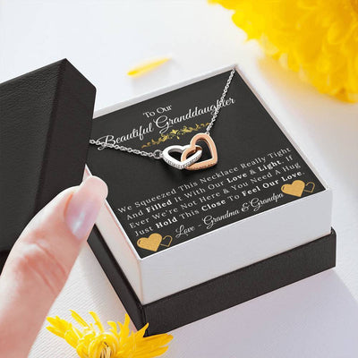 To Our Beautiful Granddaughter From Grandma & Grandpa - Love and Light - Interlock Hearts Necklace