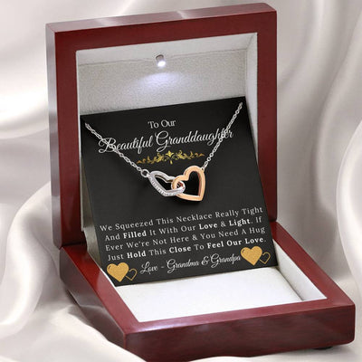 To Our Beautiful Granddaughter From Grandma & Grandpa - Love and Light - Interlock Hearts Necklace