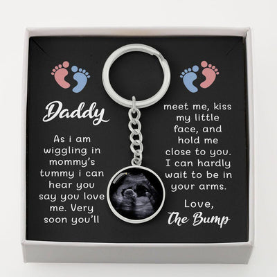 Personalized Photo Keychain For Dads To Be From The Bump - Circle Keychain Gift Idea
