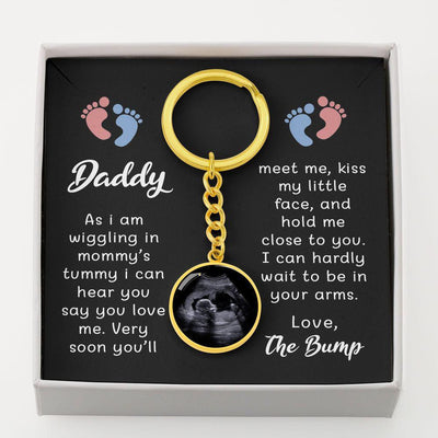 Personalized Photo Keychain For Dads To Be From The Bump - Circle Keychain Gift Idea