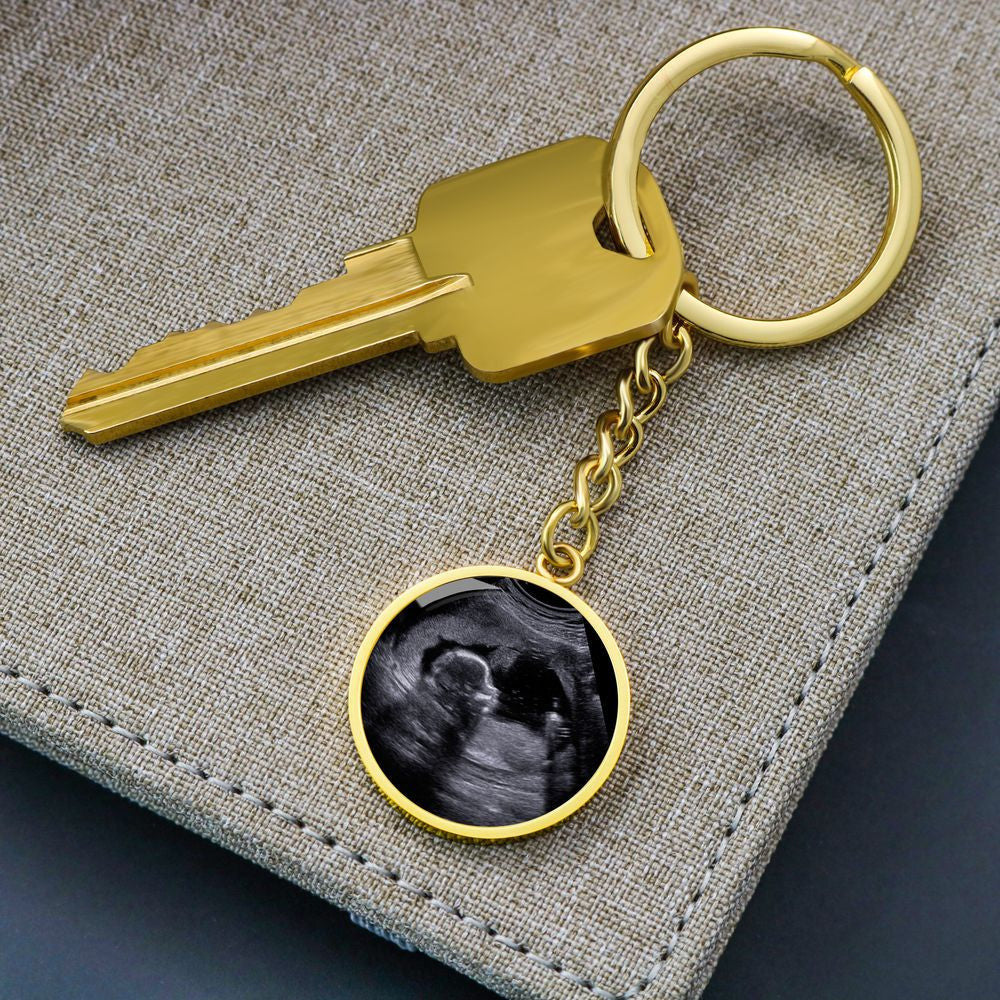 Personalized Photo Keychain For Dads To Be From The Bump - Circle Keychain Gift Idea