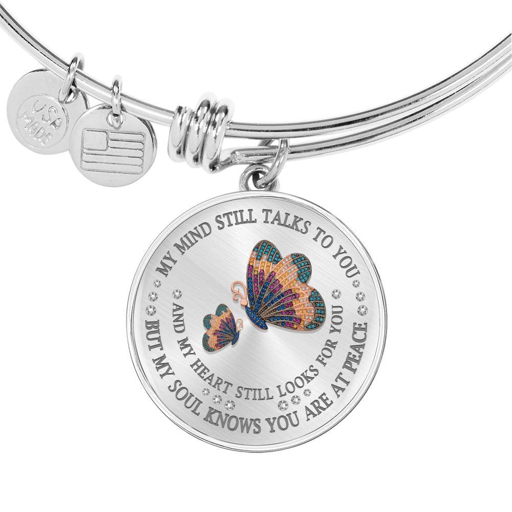 My Mind Still Talks To You, Butterfly, Luxury Bangle - Luxury Circle Bangle Bracelet Gift Idea
