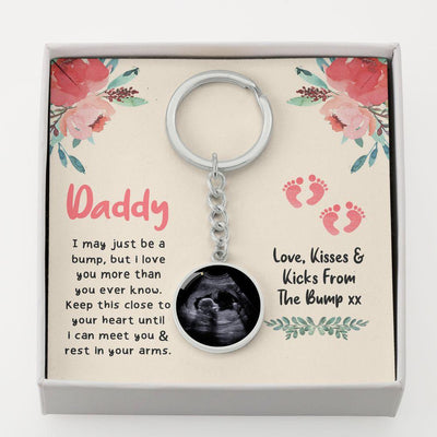 Personalized Baby Ultrasound Keychain For Dads To Be - Circle Keychain Gift Idea