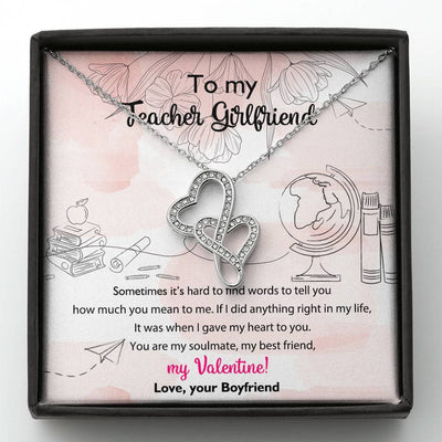 To my teacher girlfriend - Double hearts necklace valentine gift from boyfriend