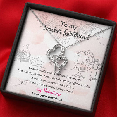 To my teacher girlfriend - Double hearts necklace valentine gift from boyfriend