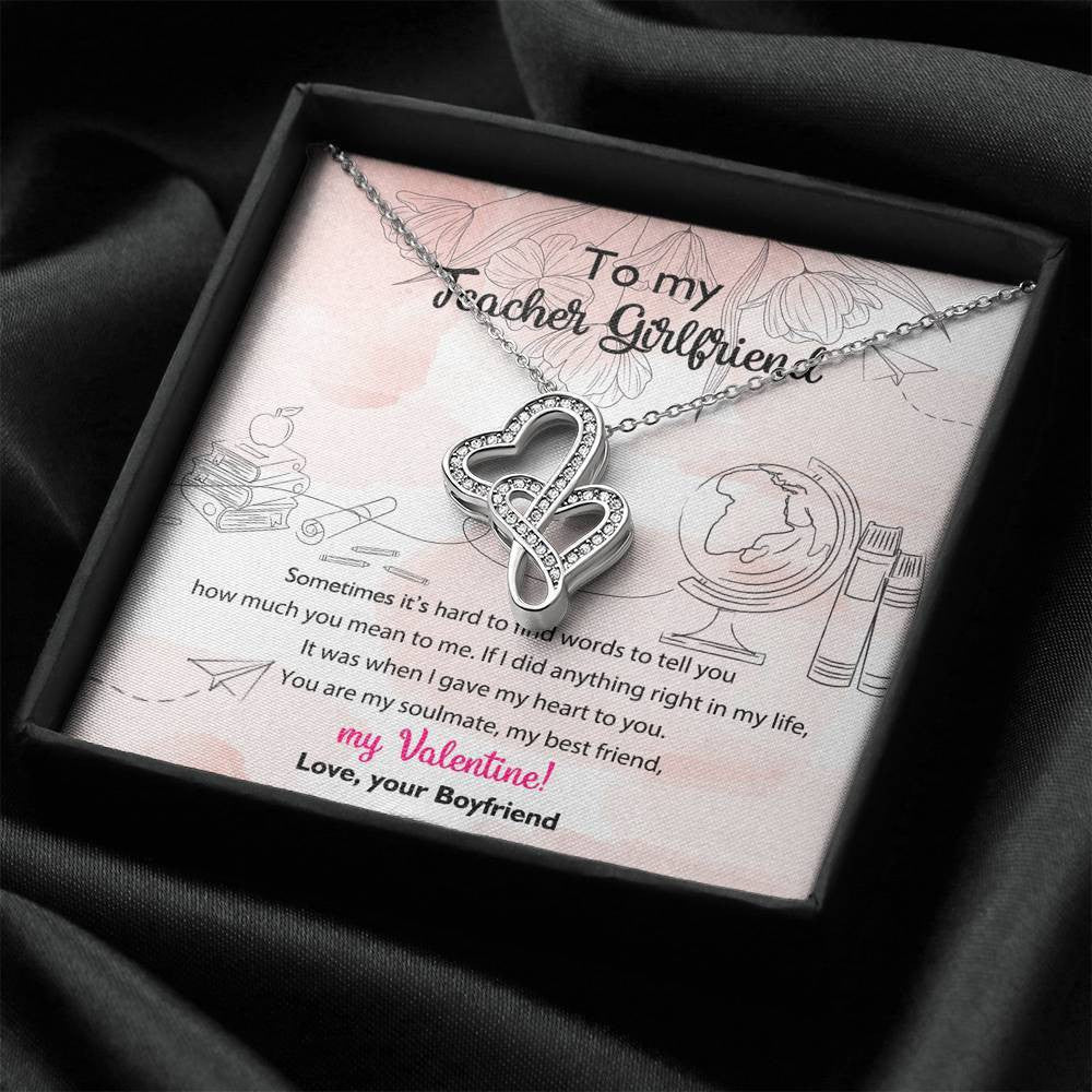 To my teacher girlfriend - Double hearts necklace valentine gift from boyfriend