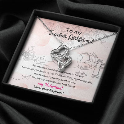 To my teacher girlfriend - Double hearts necklace valentine gift from boyfriend