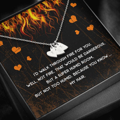 Gift For Firefingter Wife, Girlfriend - Walk Through Fire Special Gift For Wife - Sweetest Hearts Necklace Gift For Her
