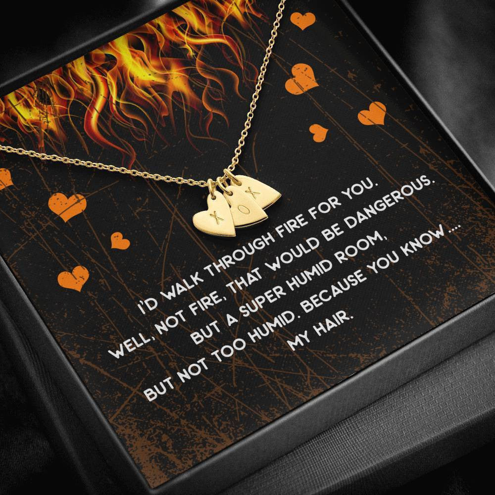 Gift For Firefingter Wife, Girlfriend - Walk Through Fire Special Gift For Wife - Sweetest Hearts Necklace Gift For Her
