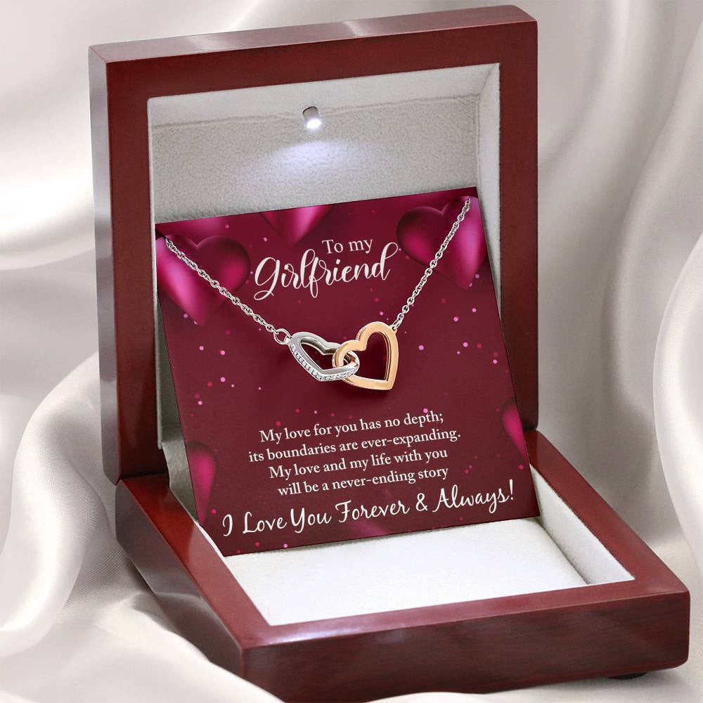 To My Girlfriend - Never Ending Story Necklace - Interlocking Hearts Necklace