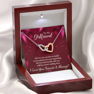 To My Girlfriend - Never Ending Story Necklace - Interlocking Hearts Necklace