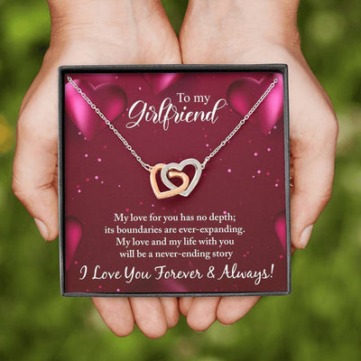 To My Girlfriend - Never Ending Story Necklace - Interlocking Hearts Necklace