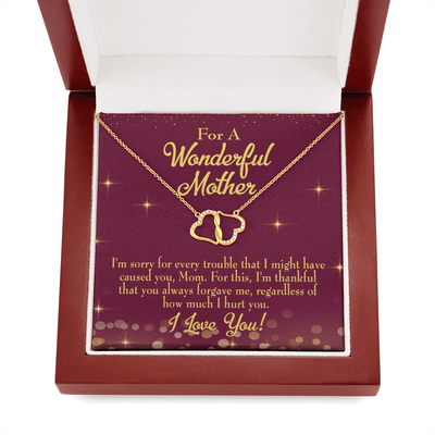 To My Mom Sorry Mom Eternal Love 10K Solid Gold Heart Necklace Gift Set Diamonds Everlasting Love Luxury Box Gift From Him